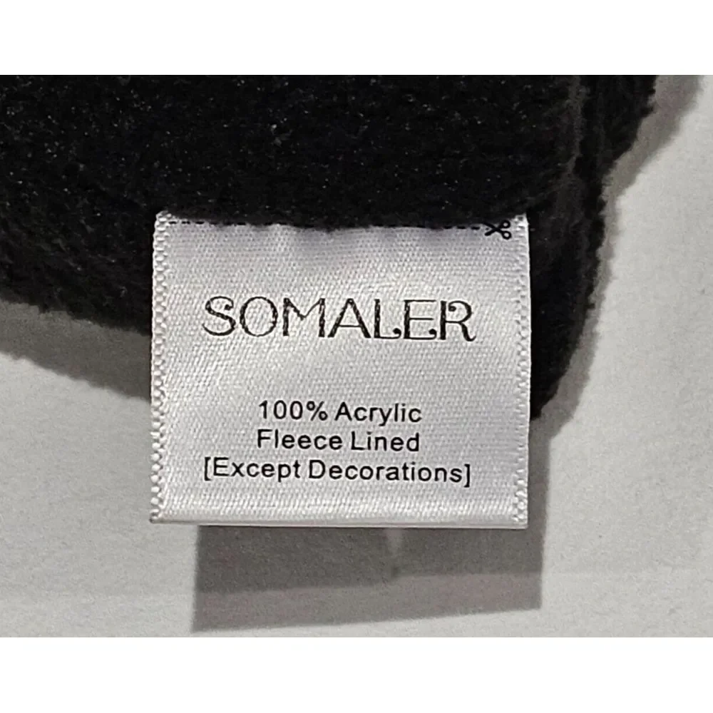 Somaler‎ Kids SK Beanie Toque (Strings & Pom Pom) Gray Black One Size Fits Most